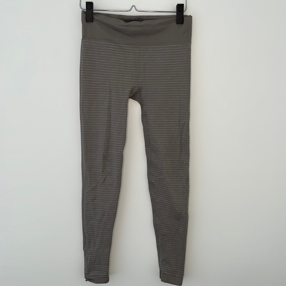 Athleta Mauve Brown Striped Seamless Leggings - Picture 2 of 5